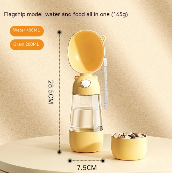 Distributeur Portable d’Eau & Croquettes 2-en-1 PetFlow GO – 400 mL/200 mL