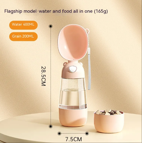 Distributeur Portable d’Eau & Croquettes 2-en-1 PetFlow GO – 400 mL/200 mL