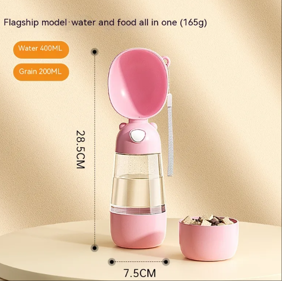 Distributeur Portable d’Eau & Croquettes 2-en-1 PetFlow GO – 400 mL/200 mL